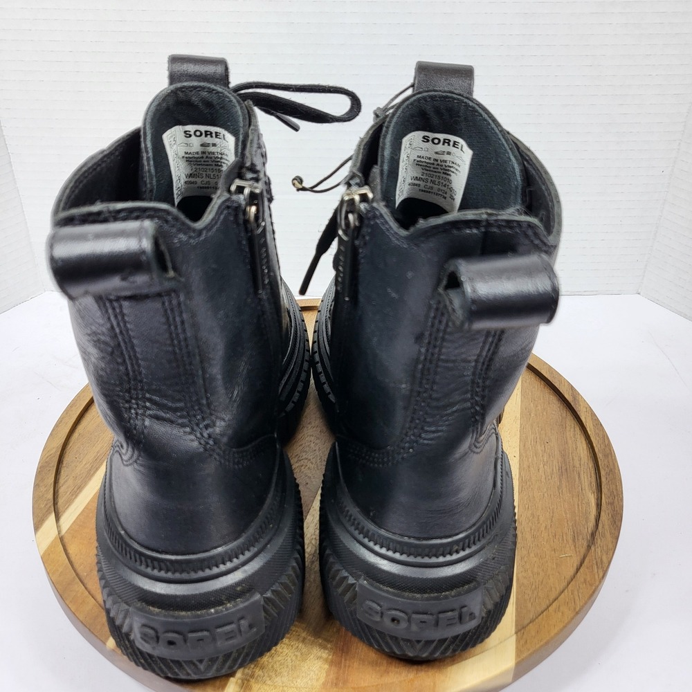 Sorel Brex Boot Lace Black Waterproof Leather Combat Boots NL5141-010 Womens 6.5 - Picture 5 of 11